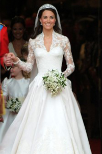 свадебное платье с длинными рукавами Kate Middleton